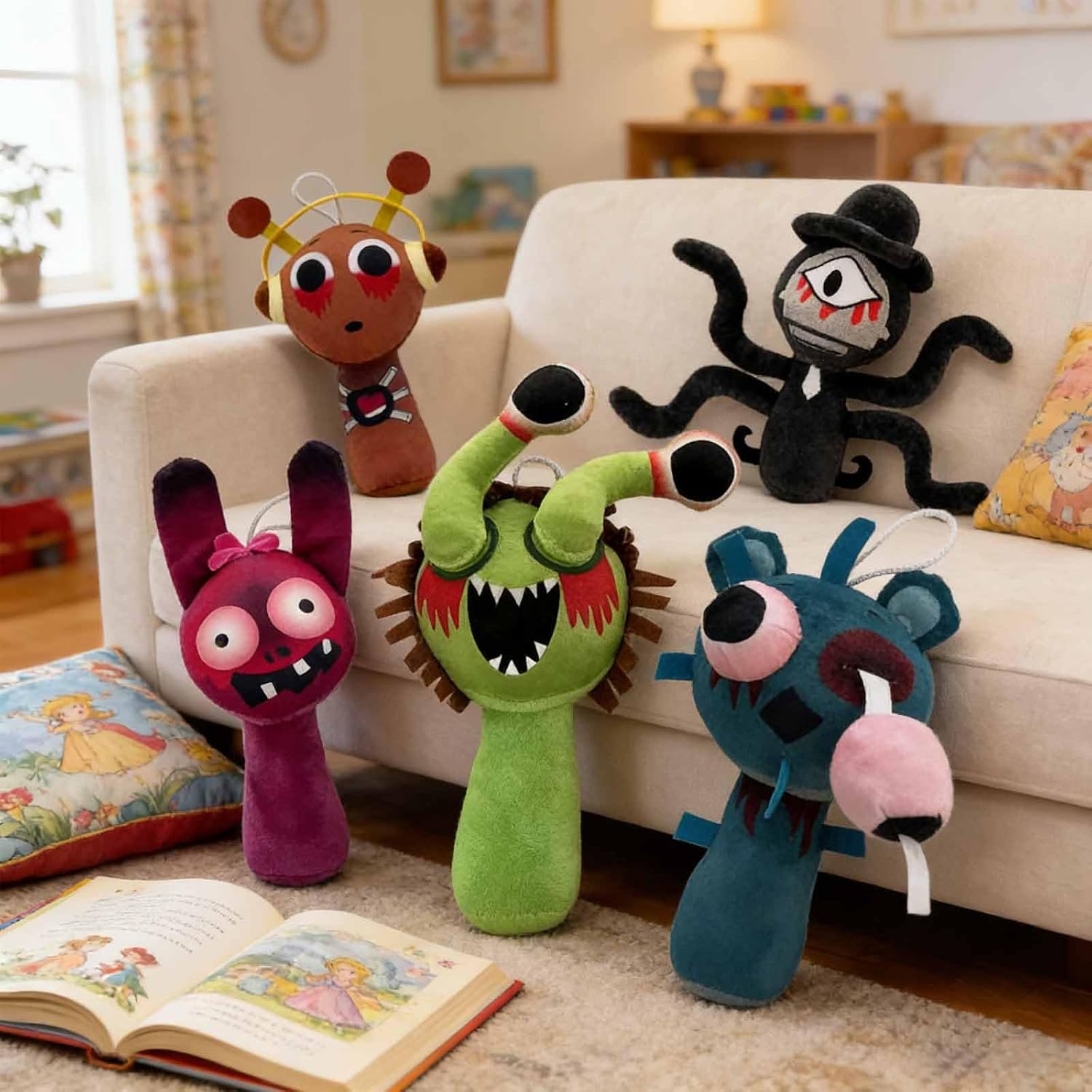 5 Pcs Halloween Plush Toys Horror Fans Soft Stuffed Doll, 8'' Plushies Gifts for Adult, Stuffed Toys Dolls Gifts for Birthday Goodie Bag Fillers Halloween Party Favors | Plushies Gifts for Adult, Stuffed Toys Dolls Gifts for Birthday Goodie Bag Fillers Ha